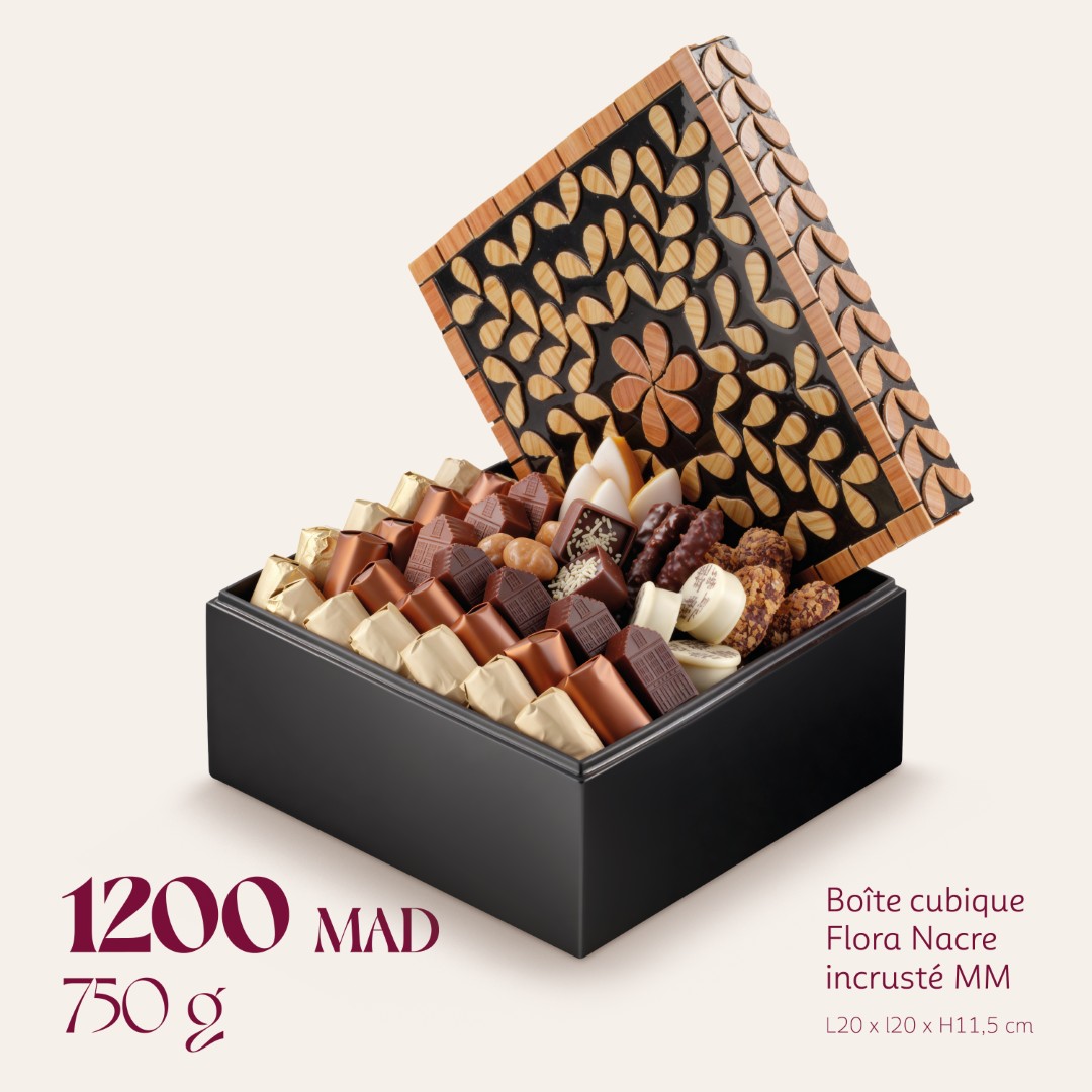 Boîte cubique Flora Nacre incrusté